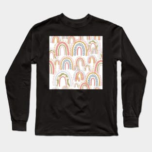 cute boho rainbow pattern white Long Sleeve T-Shirt